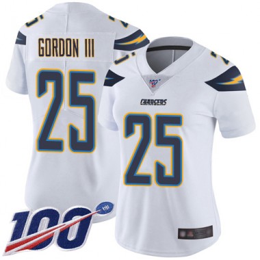 Los Angeles Chargers NFL Football Melvin Gordon White Jersey Women Limited #25 Road 100th Season Vapor Untouchable->women nfl jersey->Women Jersey